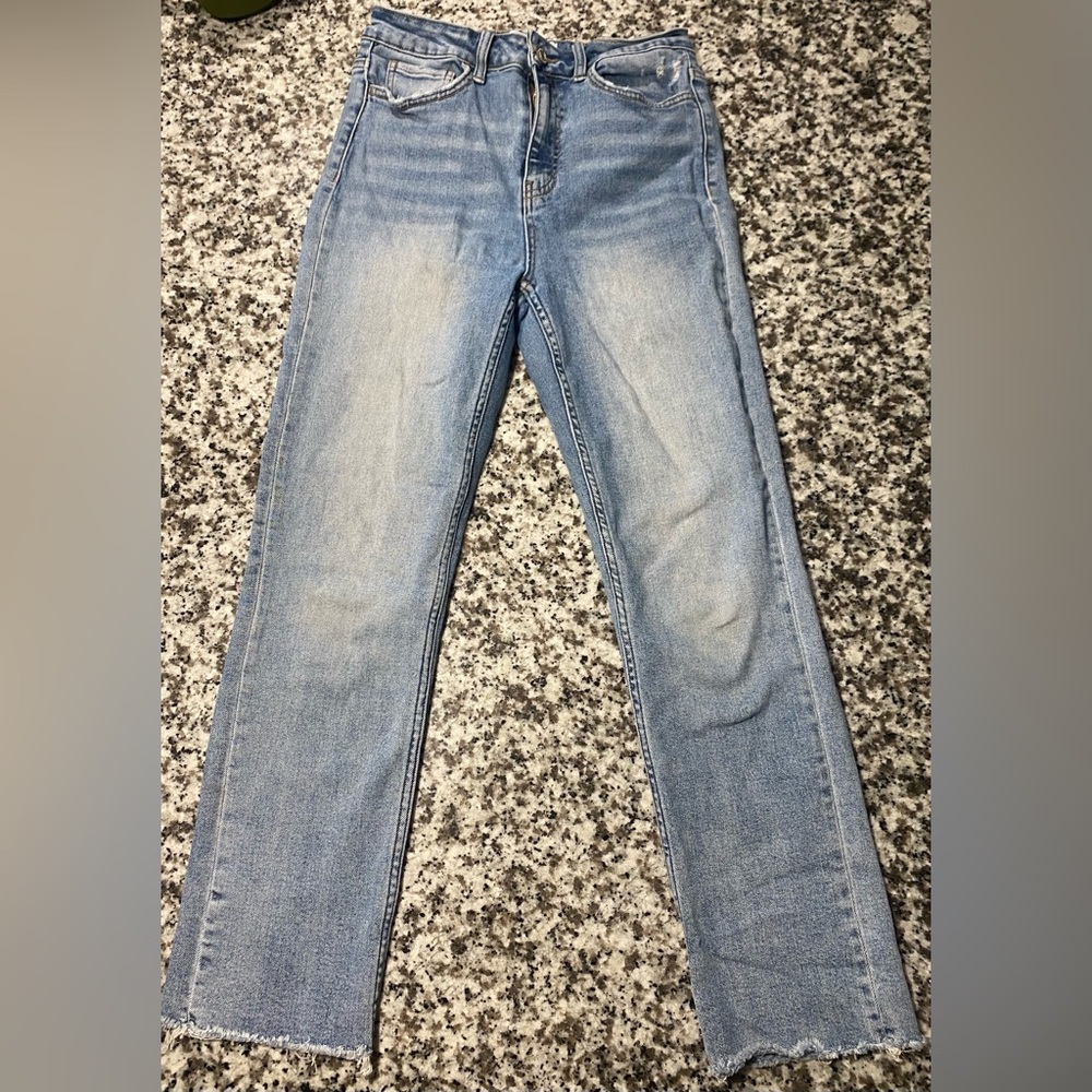 Vervet Los Angeles Light Blue Women's High-Rise Denim Ankle Boot Cut Jeans